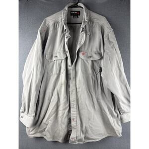 Ariat FR Flame Resistant Vent Silver Fox Gray Button Down Workwear Size 3XL